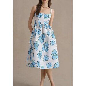 NWT Anthropologie Sachin & Babi Blaine Chinoiserie Taffeta Midi 0845